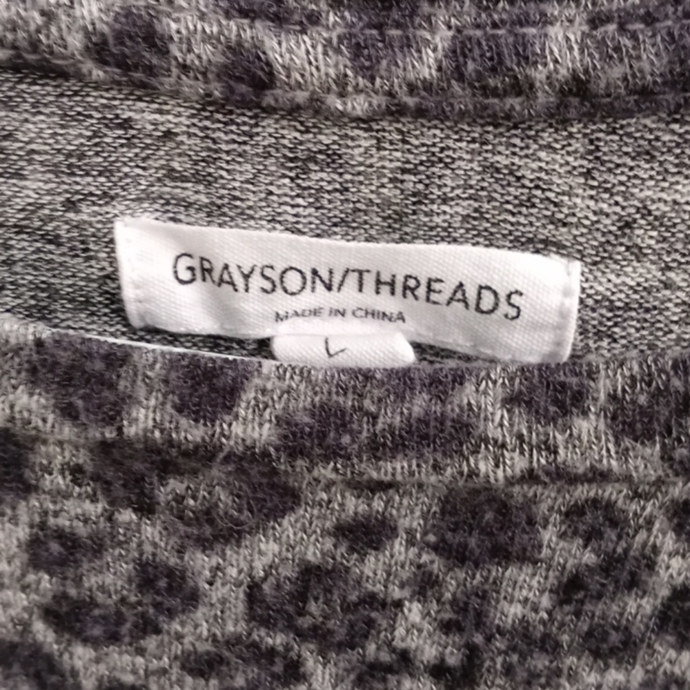 Grayson Threads Gray Leopard Print Top Grey - image 2